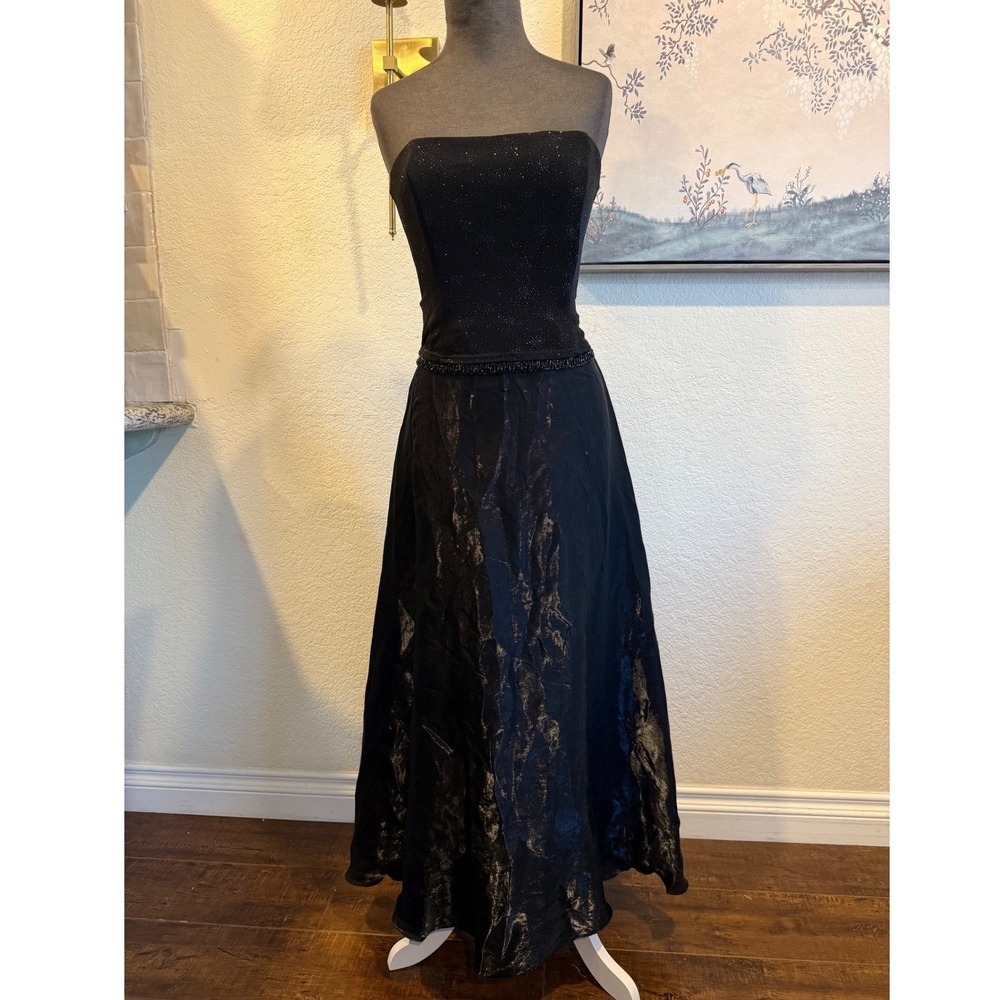 Scott McClintock Millennium 2000 Vintage Strapless Gown Black Beaded Petite 10